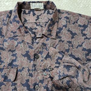 Men's Galileo 100% Silk Paisley Dress Shirt Size Large Long Sleeve Button Down